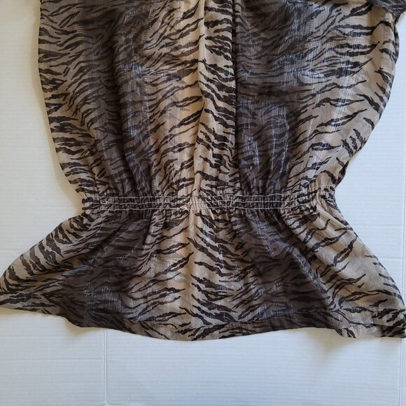 Paragon blouse tiger stripe sheer vintage animal print shirt plus size 2X 1990s - Picture 11 of 13